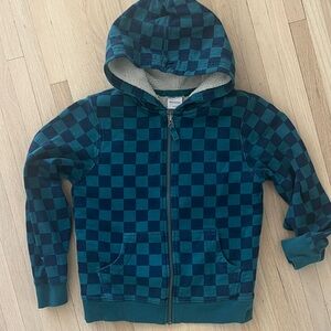 Hanna Andersson Blue Checkered Kids Shearling Hoodie